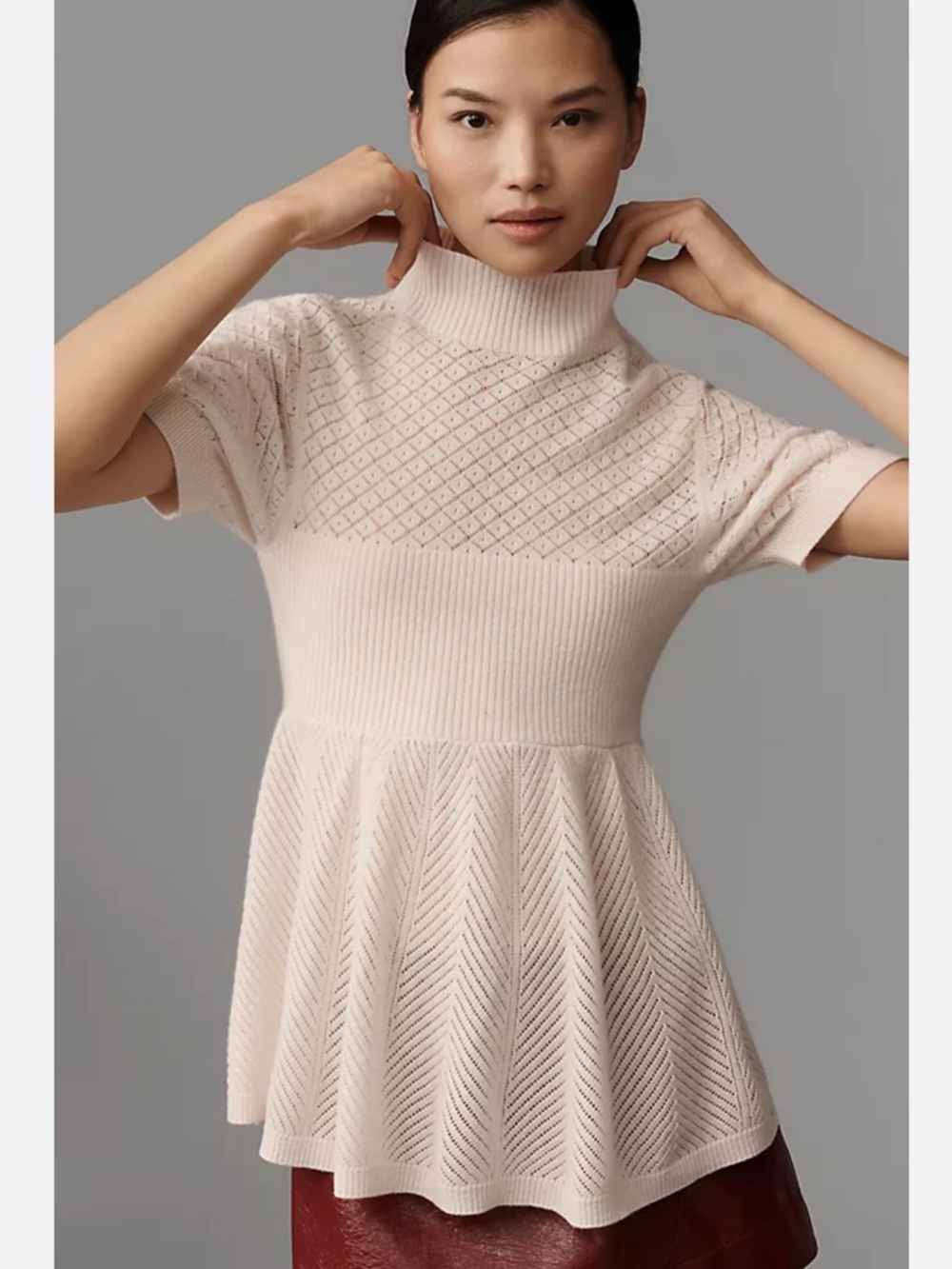 Anthropologie Mock Nexk Cashmere Blend Sweater Tee
